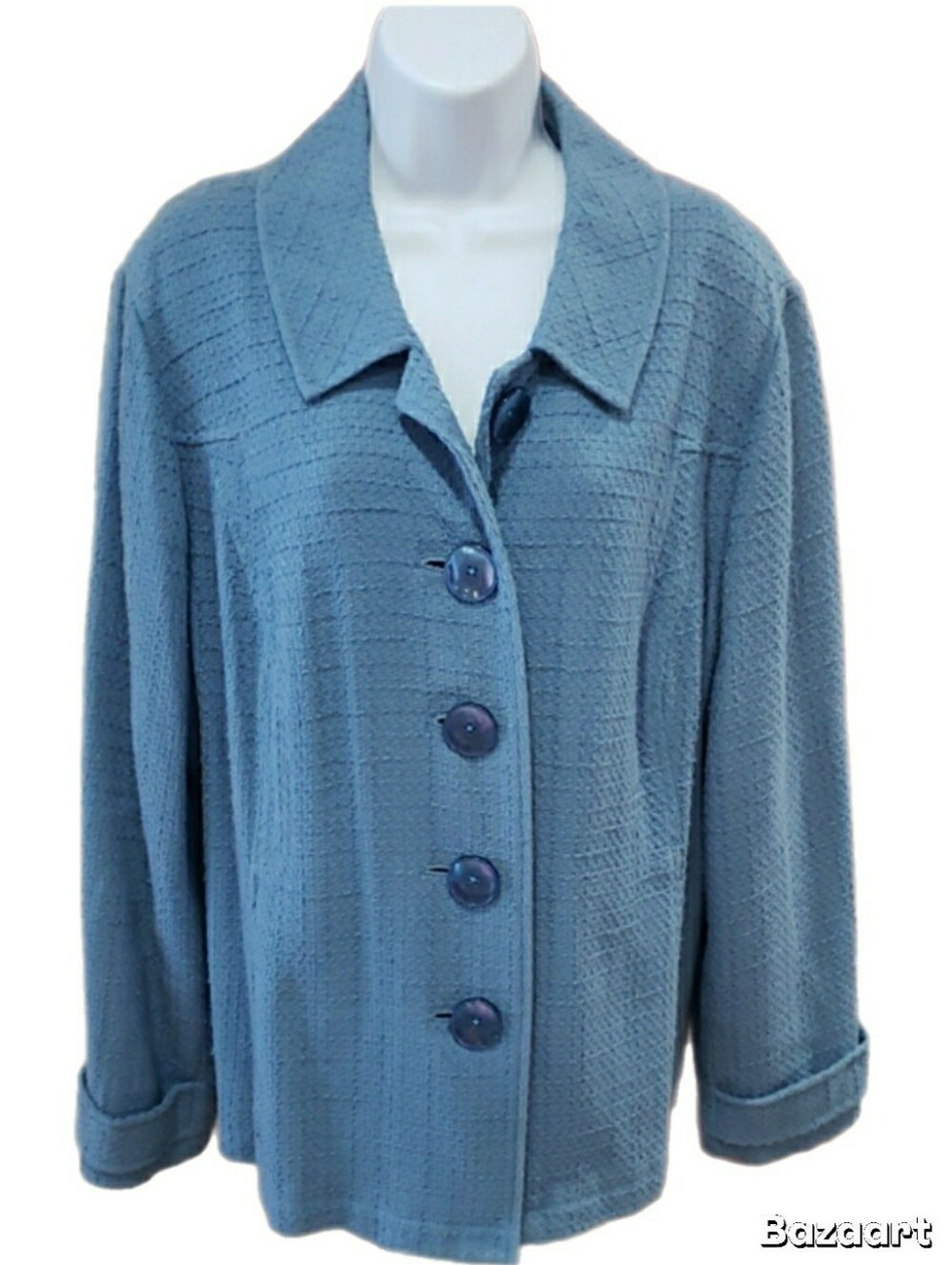 Relativity Powder Blue Textured Button Blazer Jacket, Size 24
